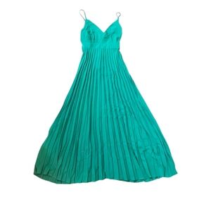 NWT - Charmed Hearts - Teal V-neck Pleated Maxi Dress Formal - Large